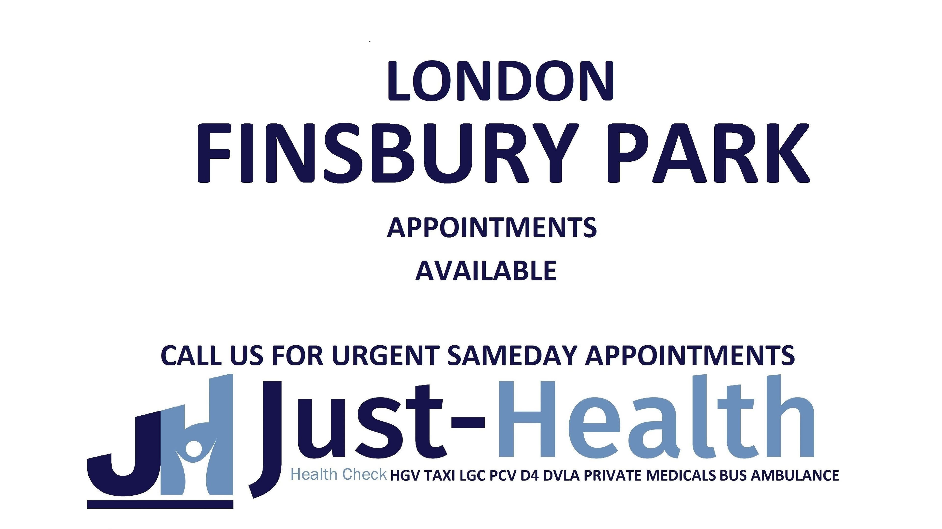 Just Health London Finsbury Park Driver Medicals N4 3NG, appointments available in London, England, GB.