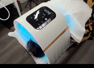 LED facial treatment at Skin by Dhreena & Beauty by Dhreena, Watford, England, GB, enhancing skin radiance.