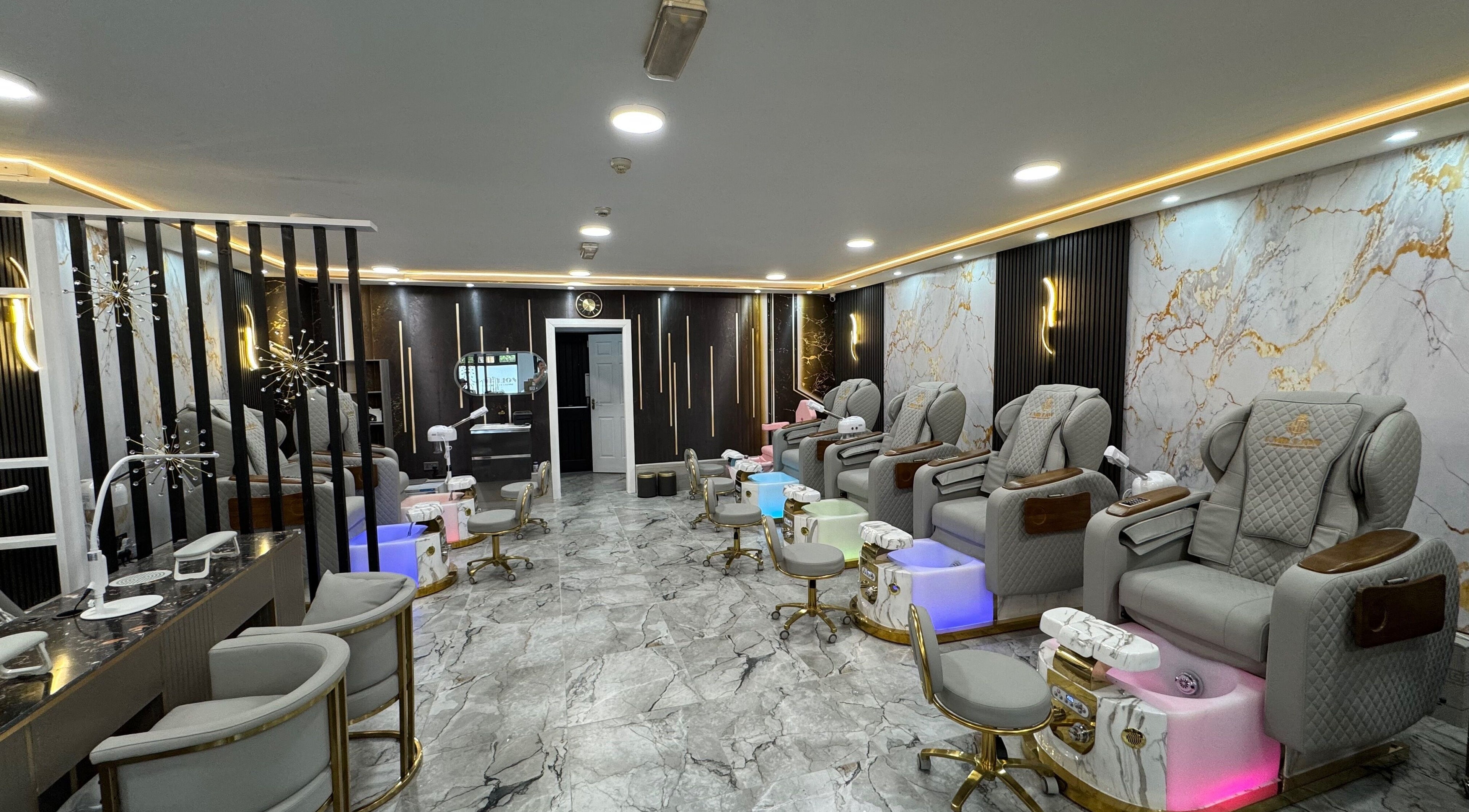 Elegant pedicure chairs at 1 Million Beauty Lounge Gorey, County Wexford, County Wexford, IE, offering relaxation.