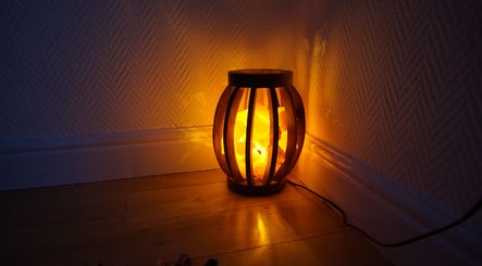Warm lamp ambiance at Zen Life Wellness, Linwood, Scotland, GB.