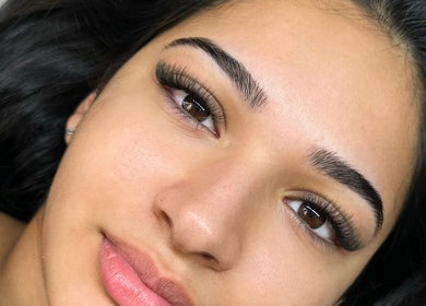 Close-up of elegant eyelash extensions at BBS Beauty Gramm, Royal Leamington Spa, England, GB.