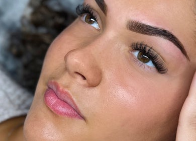 Close-up of a woman with styled lashes at BBS Beauty Gramm, Royal Leamington Spa, England, GB.