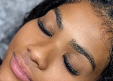 Relaxed woman with natural makeup at BBS Beauty Gramm, Royal Leamington Spa, England, GB.