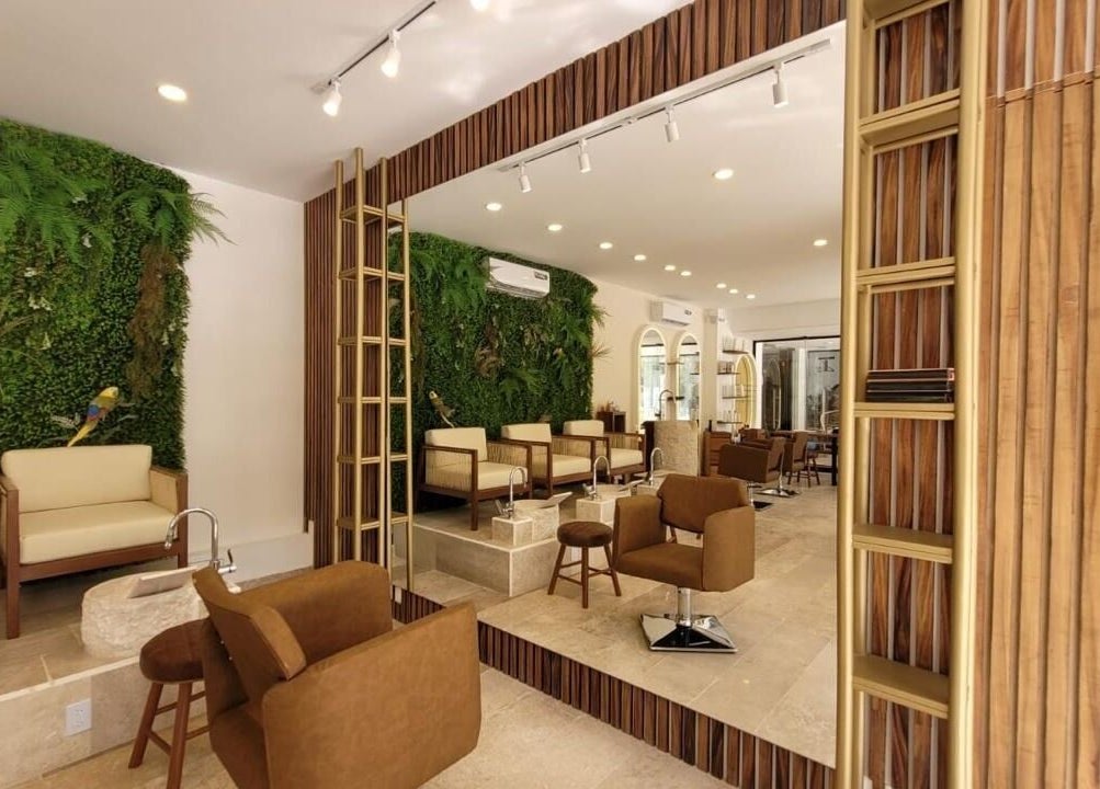 Interior acogedor de Fortuna Studio Spa con sillas elegantes y vegetación en Quintana Roo, Quintana Roo, MX.