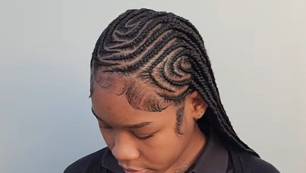 Detailed braided hairstyle at Buti Haven By Yhen in Montego Bay, St. James Parish, JM.