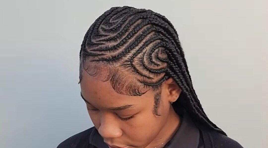 Detailed braided hairstyle at Buti Haven By Yhen in Montego Bay, St. James Parish, JM.
