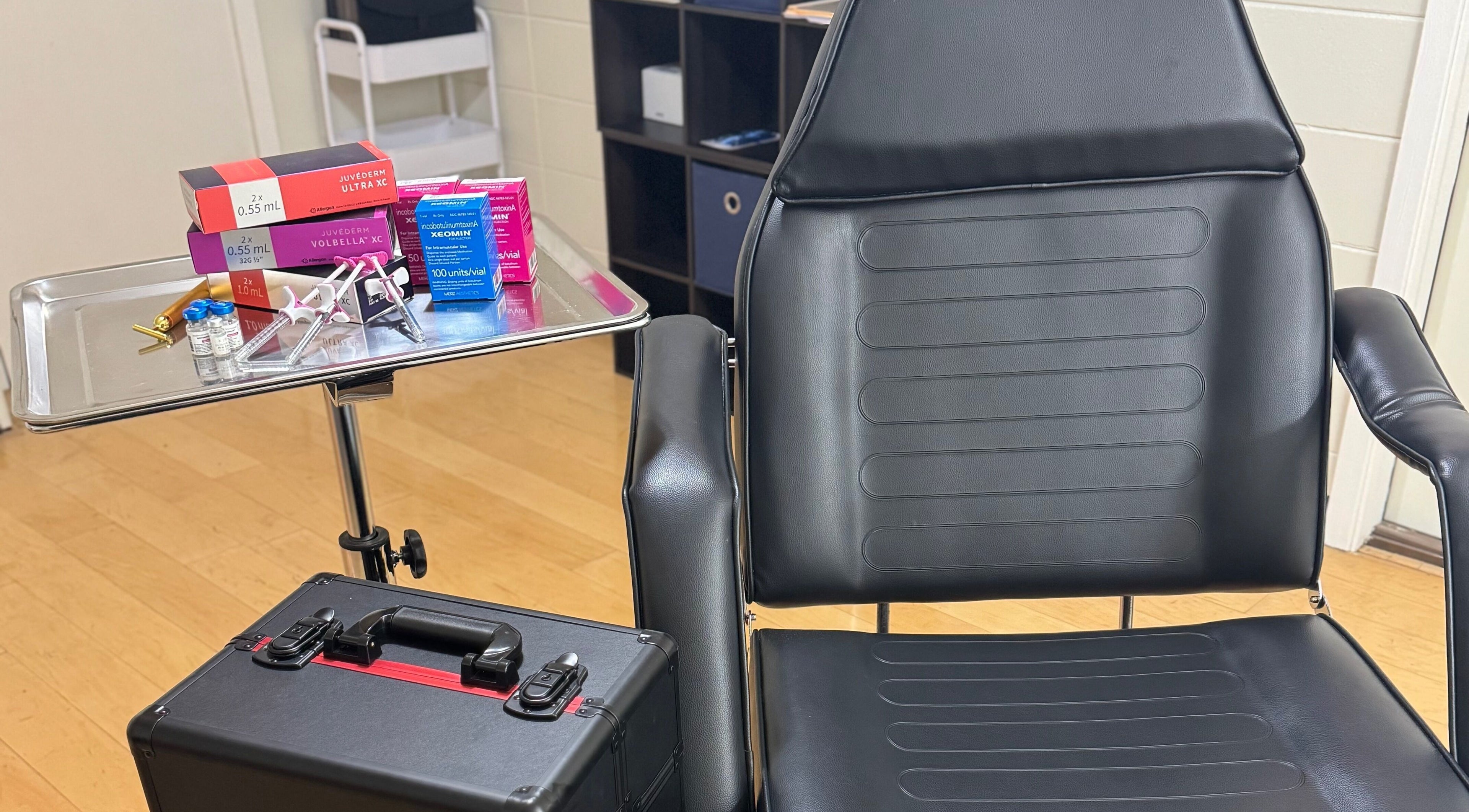 Comfortable treatment chair and tools at Fair City Faces, Philadelphia, Mississippi, US, ready for clients.