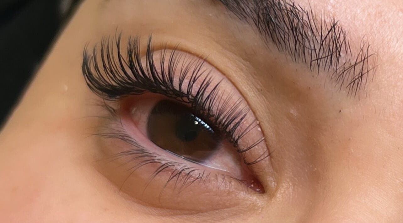 Close-up of styled lashes at Scarlett lash & brow, Melbourne, Victoria, AU.