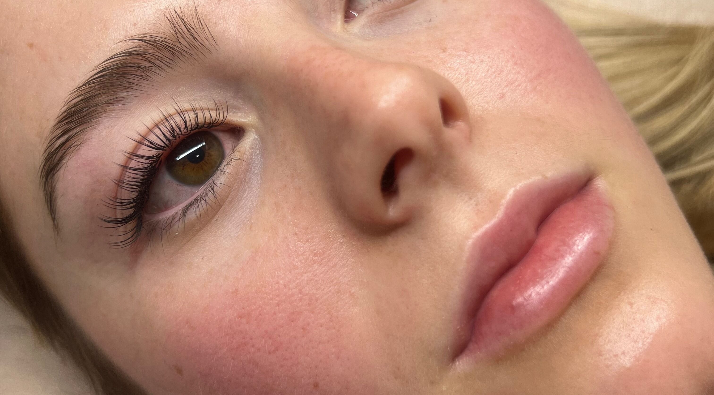 Close-up of styled lashes at Scarlett lash & brow, Melbourne, Victoria, AU.