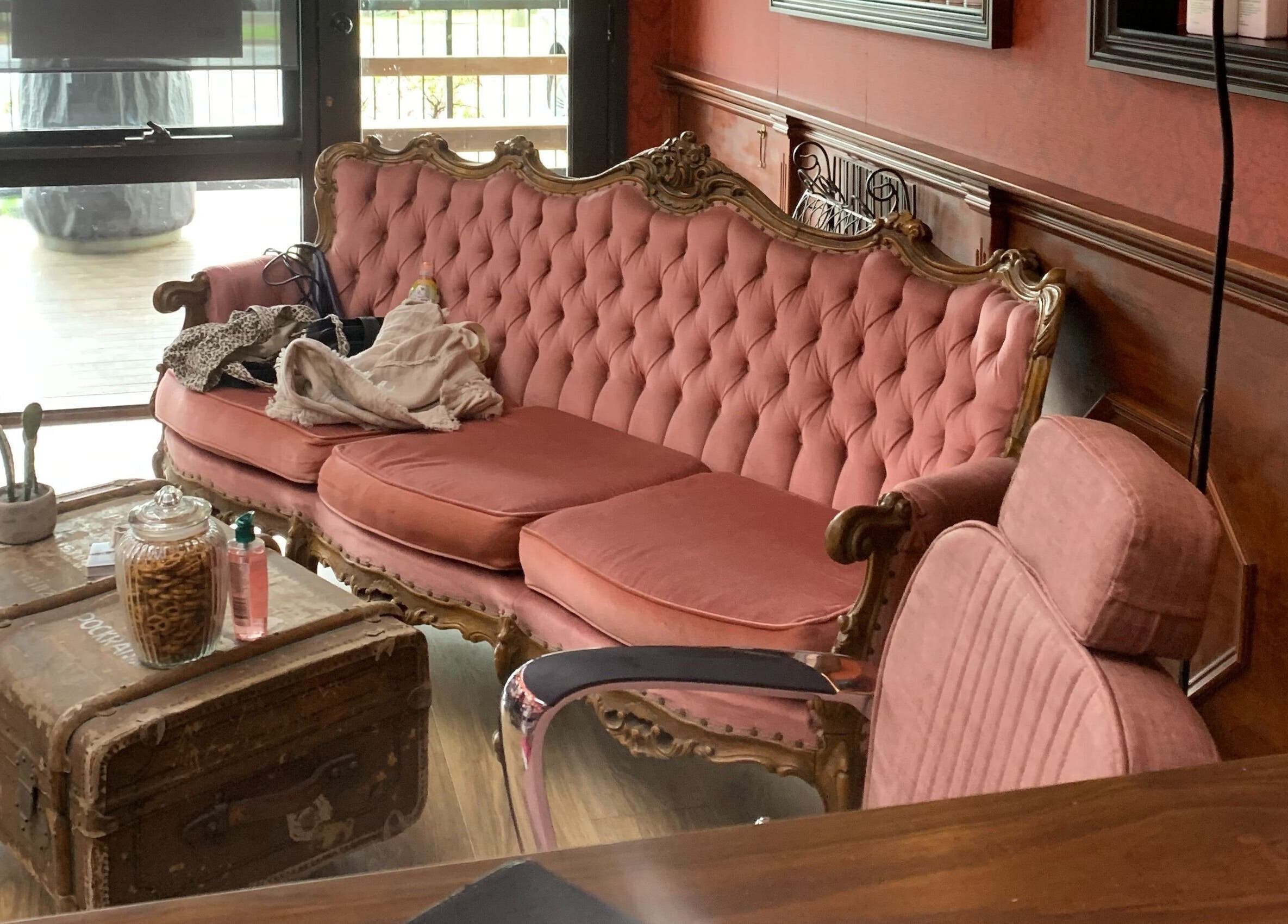 Elegant vintage lounge area at LaLaBeauty Studios, Dayboro, Queensland, AU.
