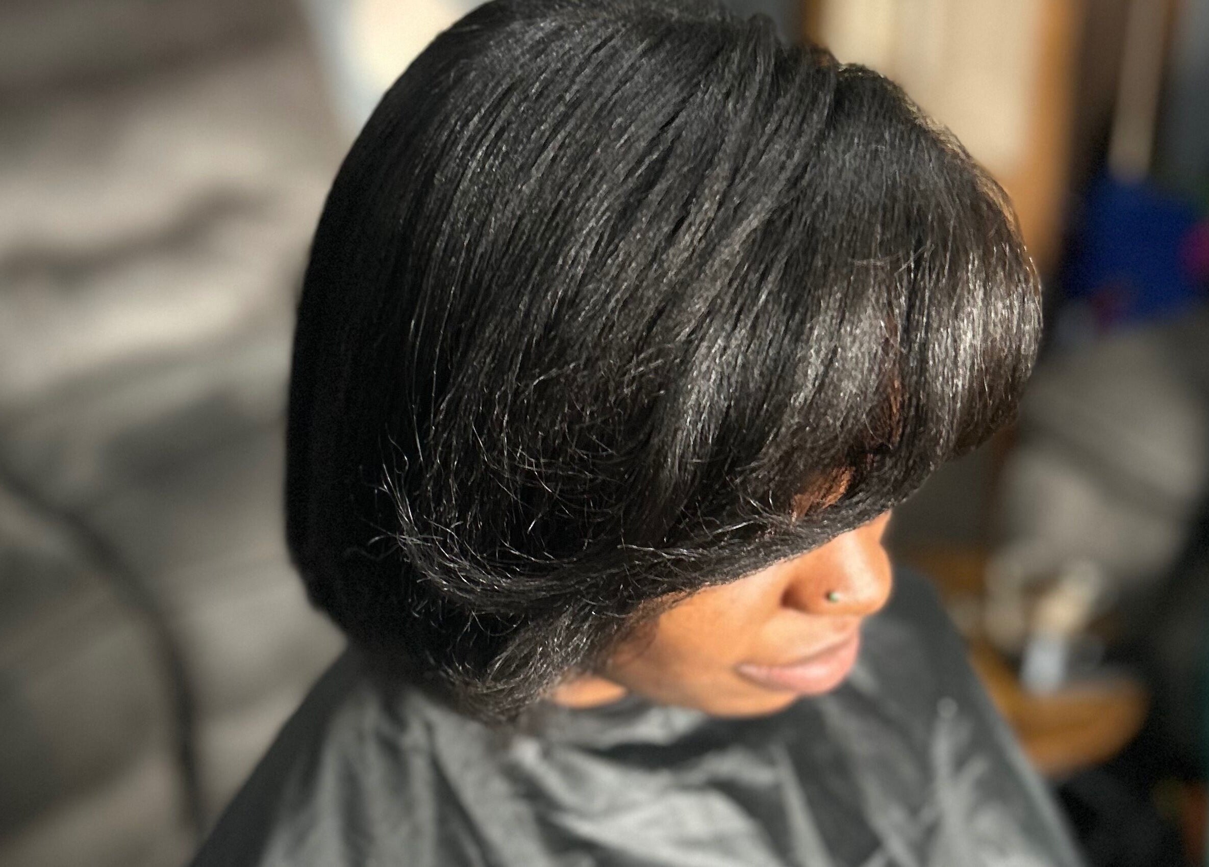 Elegant silky bob hairstyle by Styledbyshan in South Croydon, England, GB, showcasing sleek hair finish.