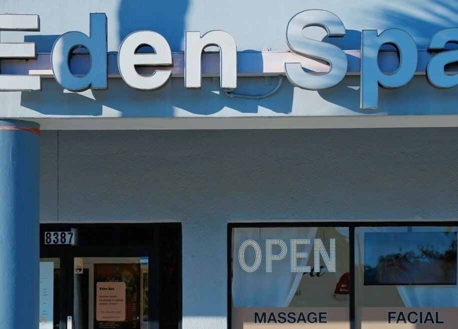 Front of Eden Spa Massage and Facial in Pembroke Pines, Florida, US with welcoming open sign.