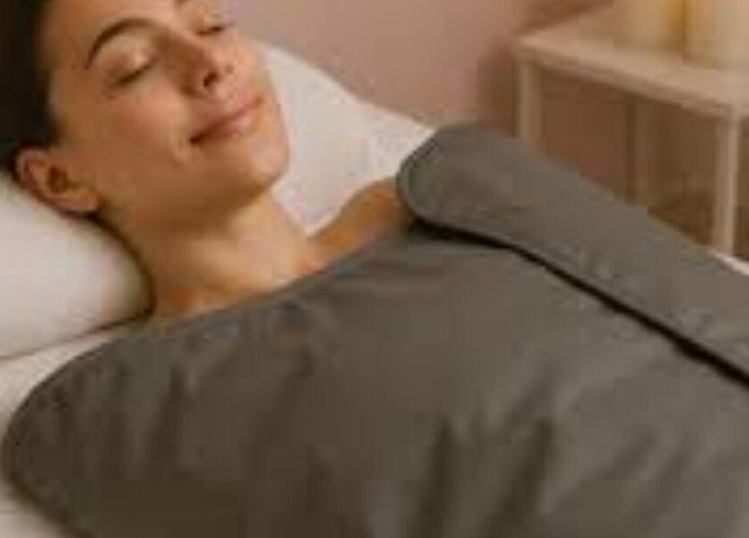 Femme relaxée sous couverture chaude à L'harmonie Du Corps, Saint-priest, Auvergne-rhône-alpes, FR.