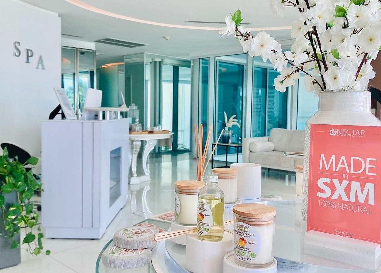 Nectar Spa at the Cliff's elegant entrance with natural products, Sint Maarten, Sint Maarten, SX.