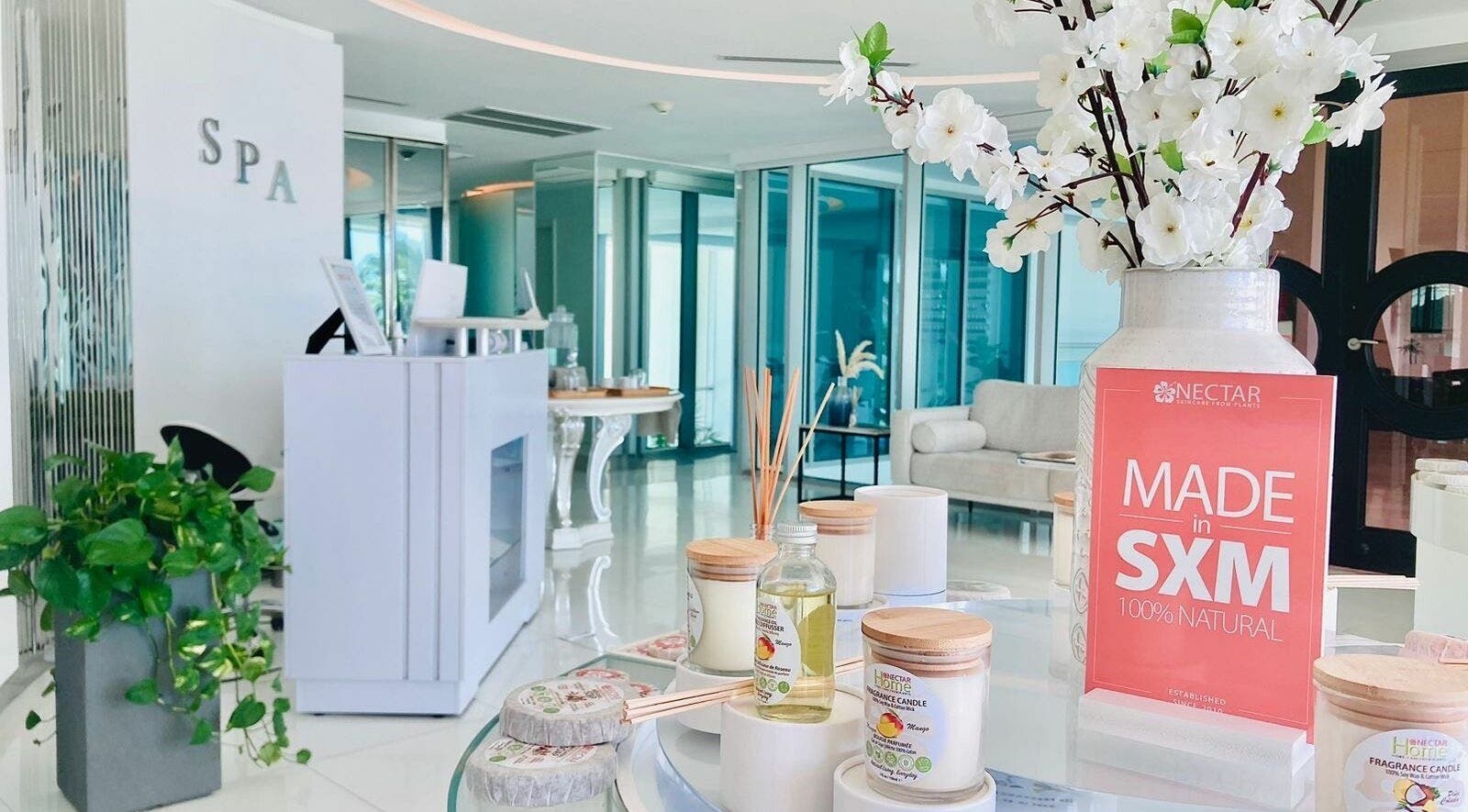 Nectar Spa at the Cliff's elegant entrance with natural products, Sint Maarten, Sint Maarten, SX.