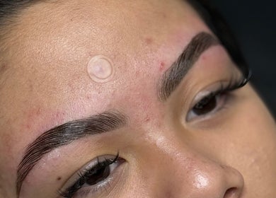 Close-up of well-groomed eyebrows at XBrows in Orlando, Florida, US, showcasing professional beauty care.