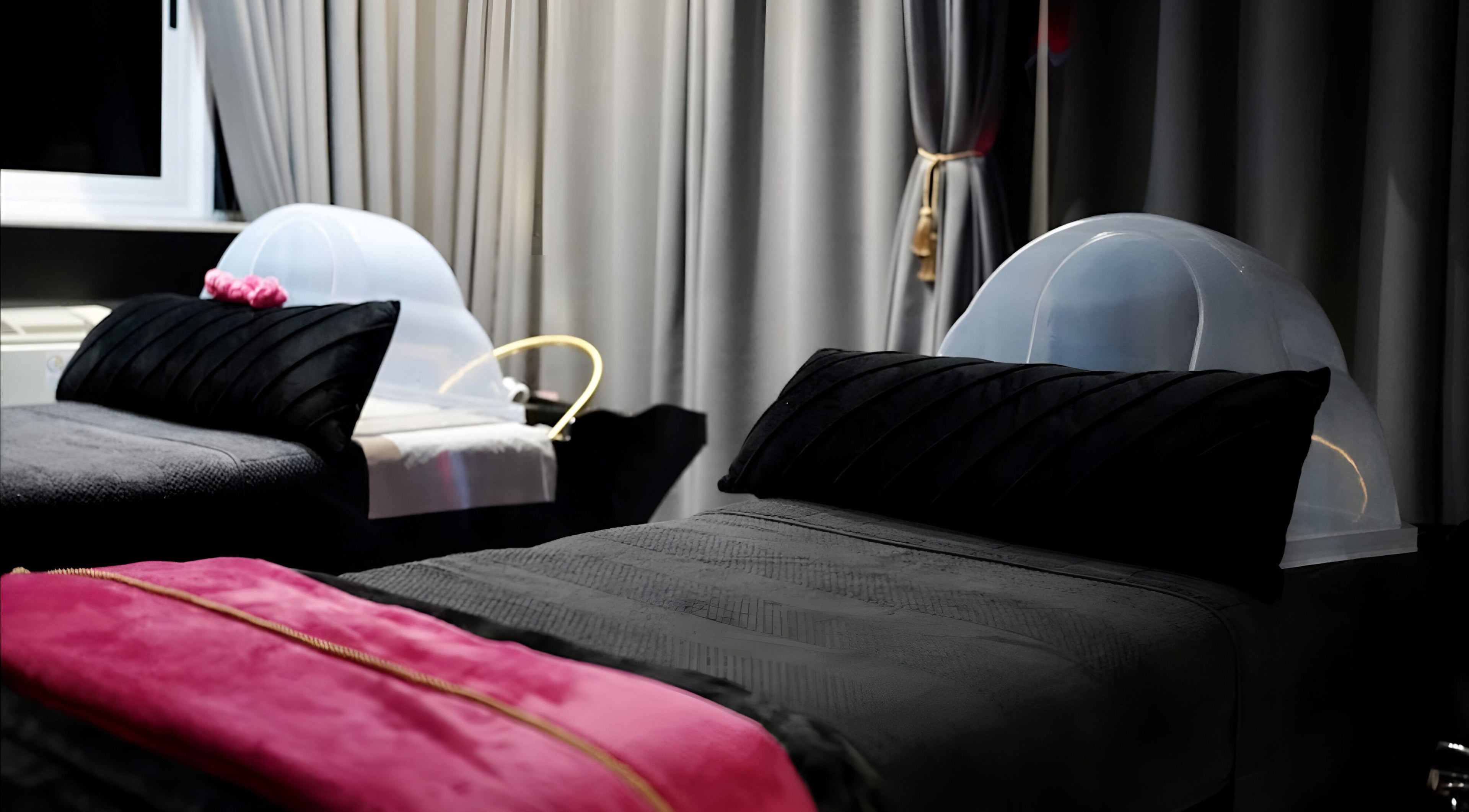 Luxurious relaxation beds at Clēa Headspa, Cape Town, Western Cape, ZA, offering a tranquil wellness retreat.