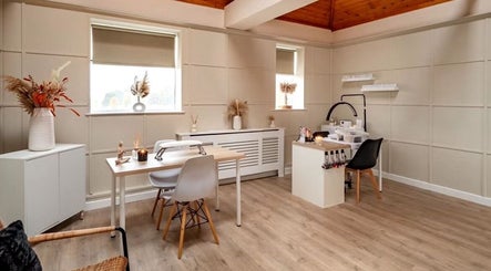 Bright and airy nail service room at CC Cosmetics in Exeter, England, GB, showcasing modern decor and relaxed ambiance.