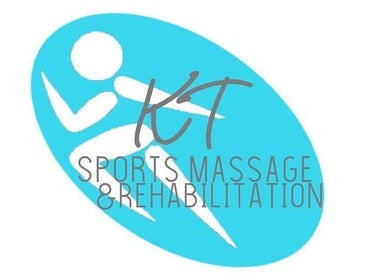 Logo for Bolton clinic KT Sports Massage & Rehabilitation in Westhoughton, England, GB in blue and white.