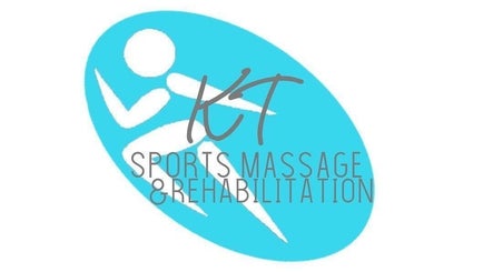 Logo for Bolton clinic KT Sports Massage & Rehabilitation in Westhoughton, England, GB in blue and white.