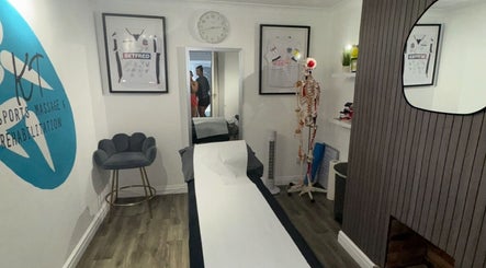 Treatment room at Bolton clinic KT Sports Massage & Rehabilitation, Westhoughton, England, GB.