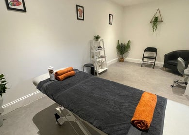 A serene massage room at Bramhall Clinic KT Sports Massage & Rehab in Bramhall, England, GB.