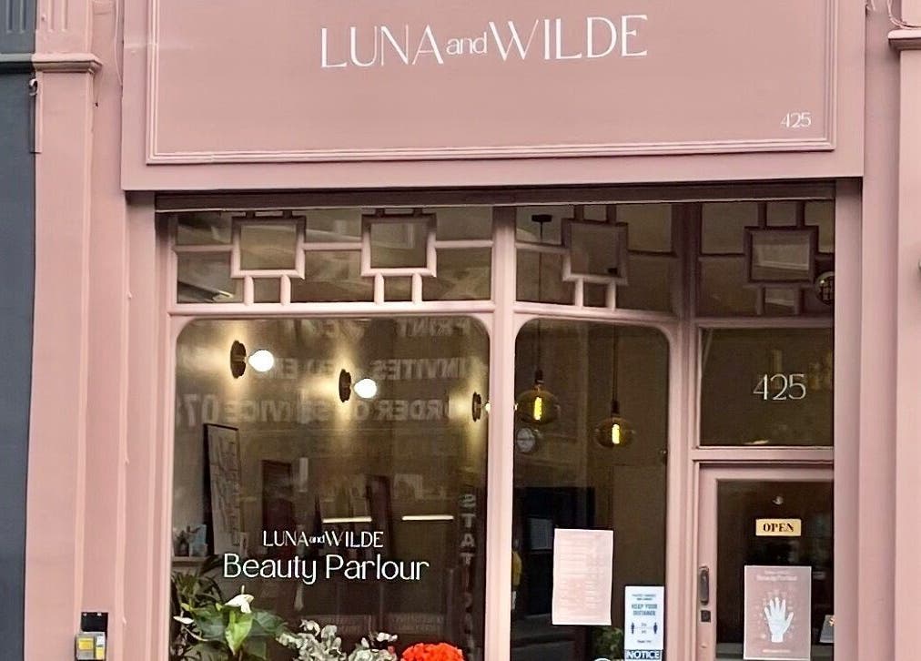 L&W Brixton | BIAB Nails & Brows entrance in London, England, GB showcasing elegant storefront design.