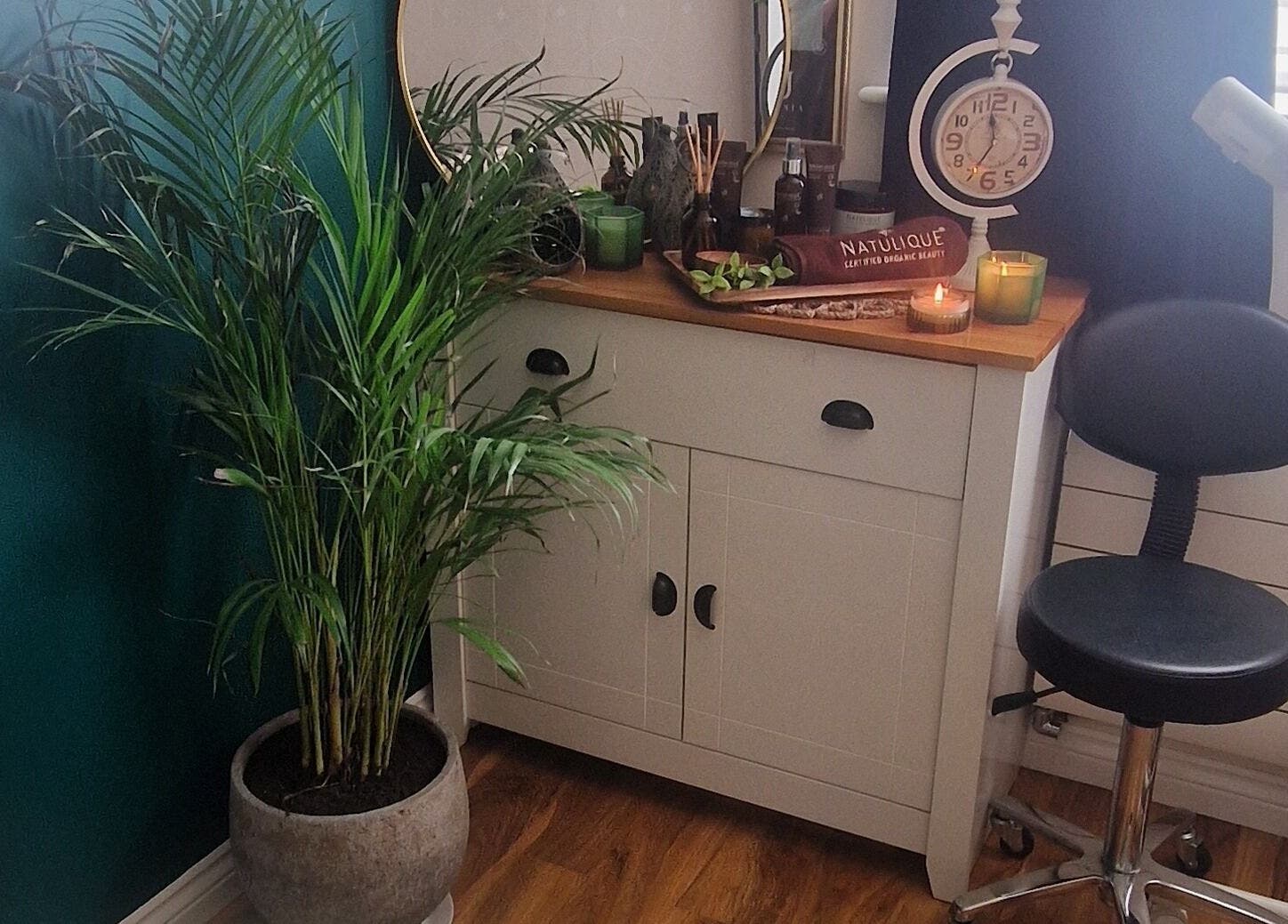Cozy corner with elegant decor at Human Balance, Glasgow, Scotland, GB. Featuring plants and wellness essentials.