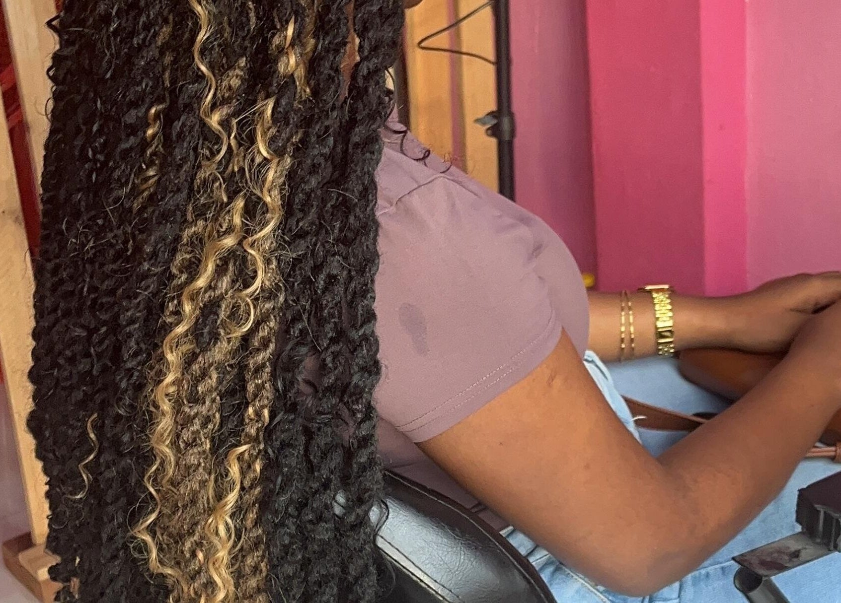 Styled braided hair at Curl Pride gy, West Bank Demerara, GY, showcasing expert beauty techniques.