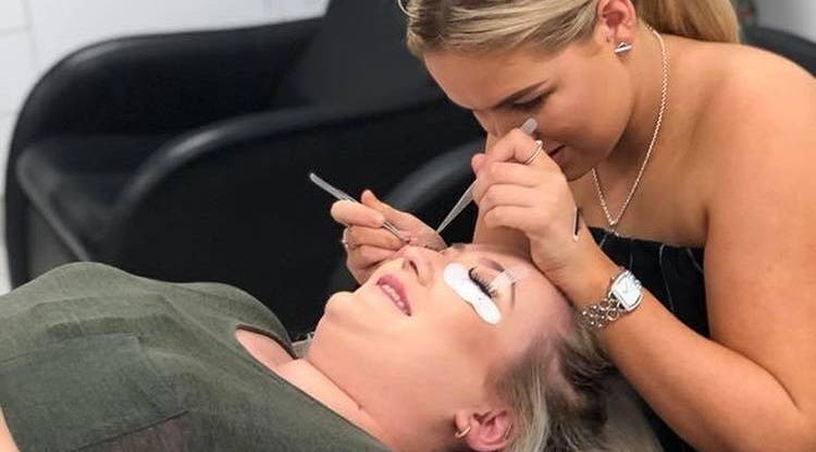 Eyelash extension session at Holly G Beauty in Eatons Hill, Queensland, AU.