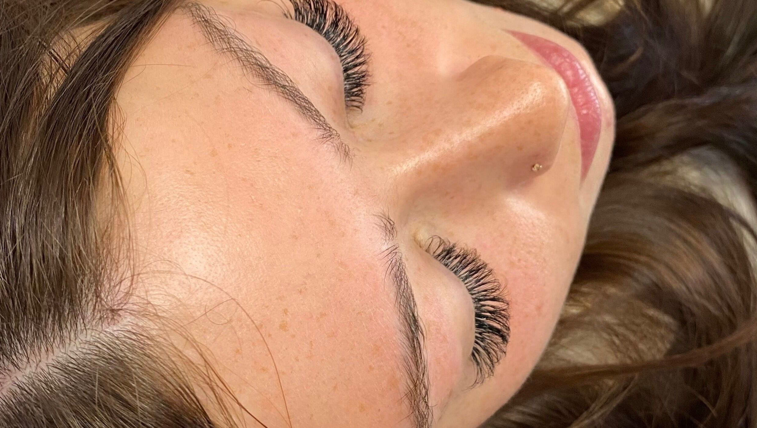 Close-up of eyelash extensions at Lashes by Danielle in Easton-in-gordano, England, GB.