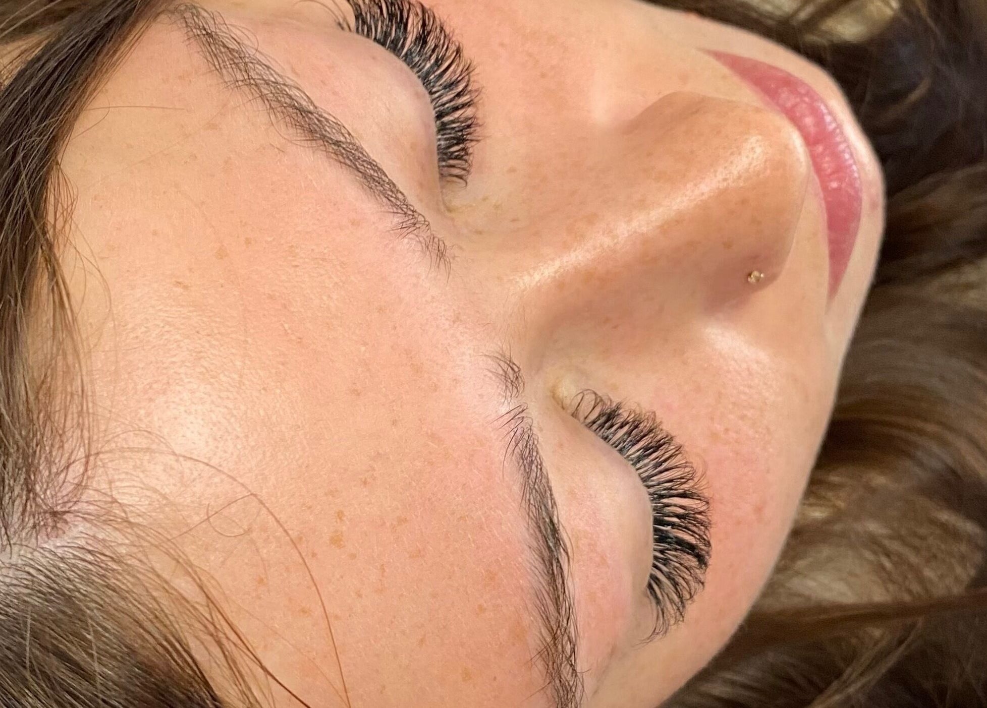 Close-up of eyelash extensions at Lashes by Danielle in Easton-in-gordano, England, GB.