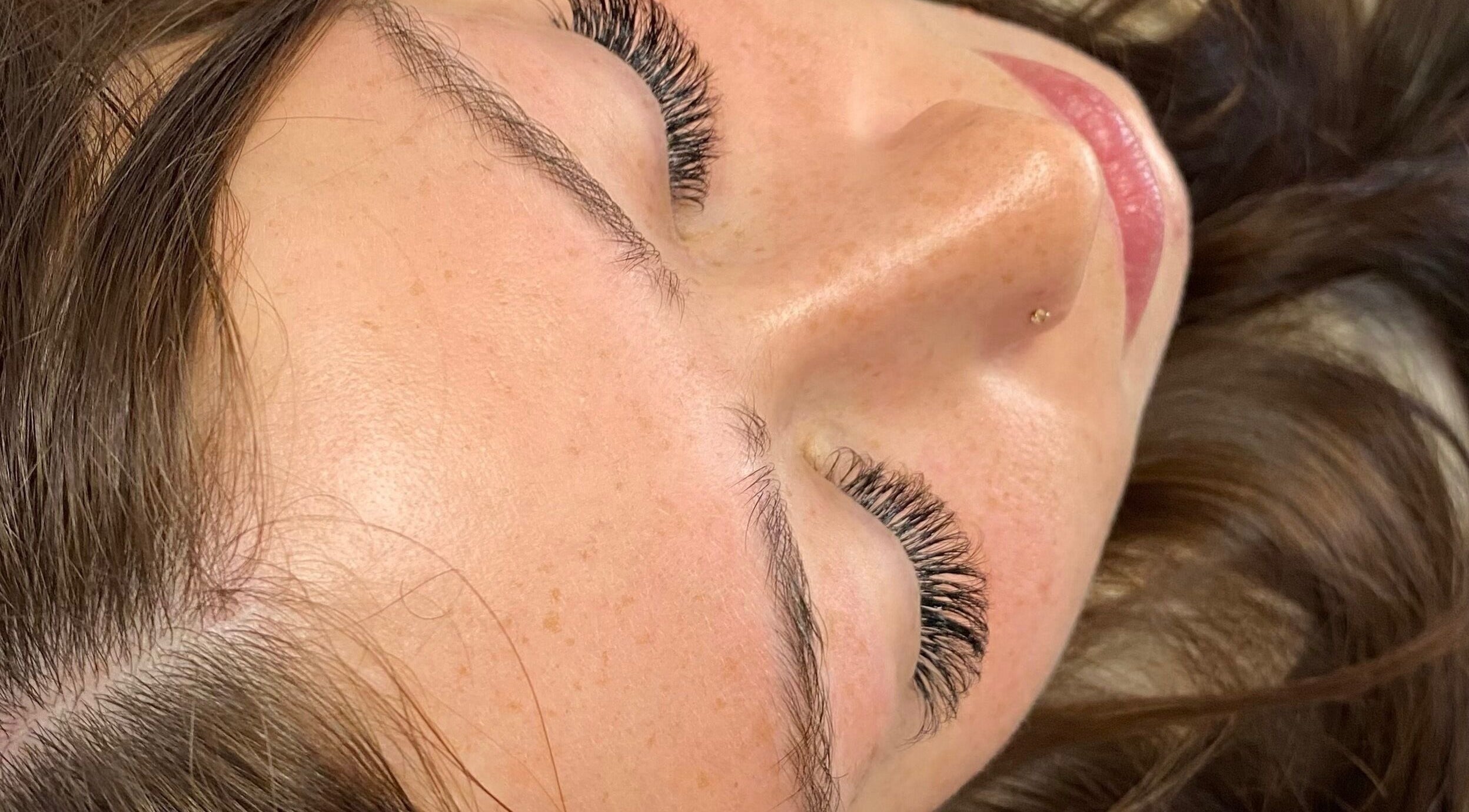Close-up of eyelash extensions at Lashes by Danielle in Easton-in-gordano, England, GB.