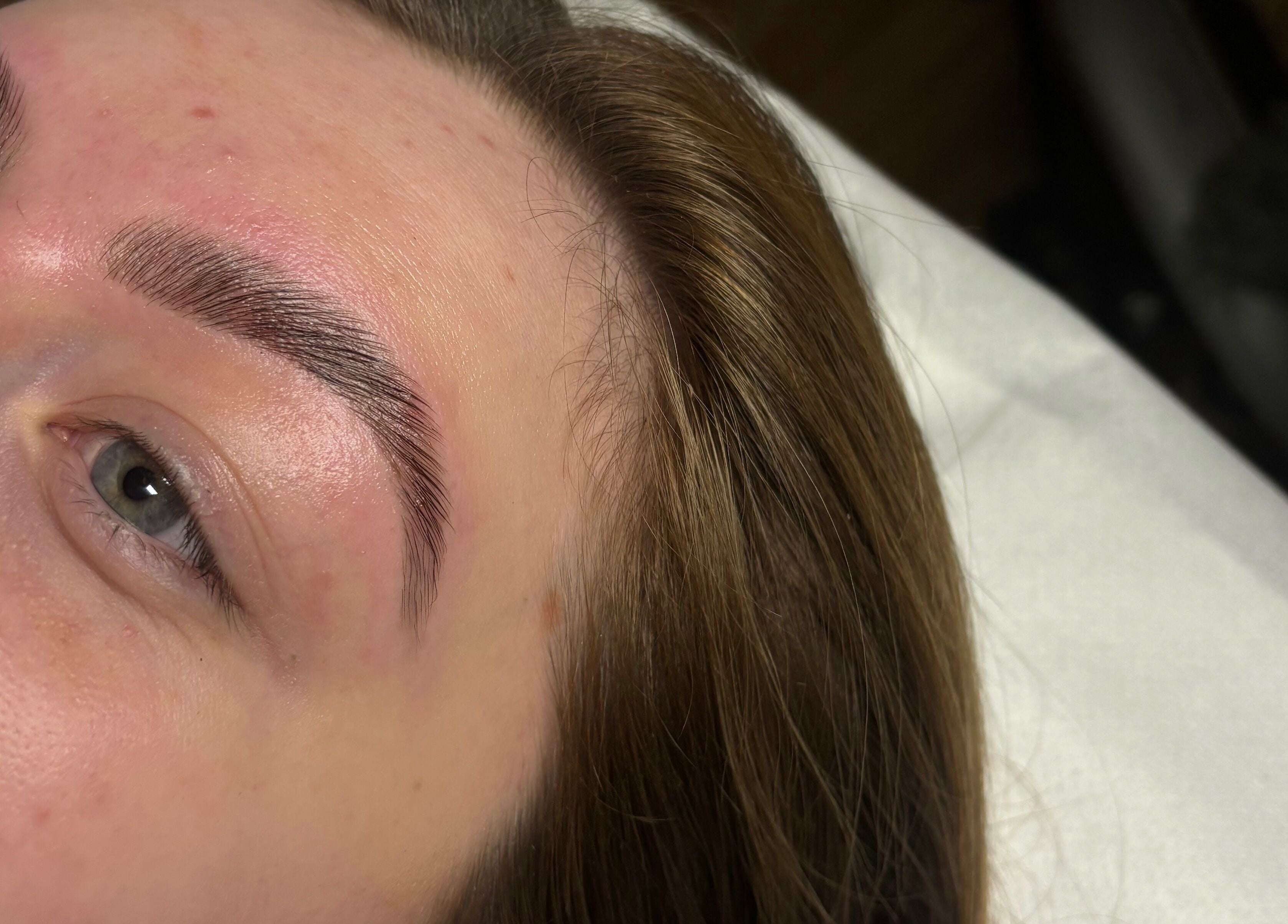 Close-up of expertly shaped eyebrows at Lashes by Danielle, Easton-in-Gordano, England, GB.