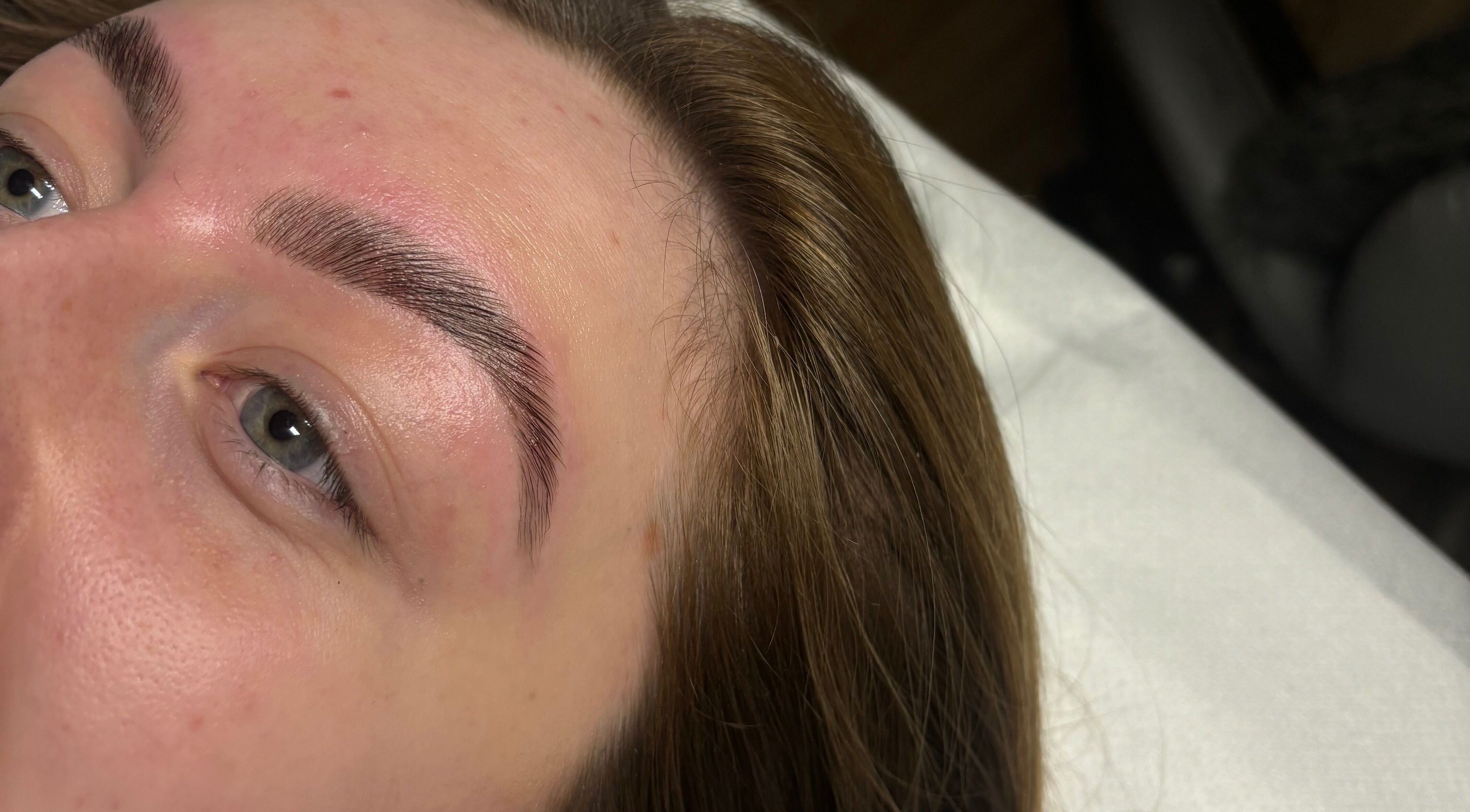 Close-up of expertly shaped eyebrows at Lashes by Danielle, Easton-in-Gordano, England, GB.