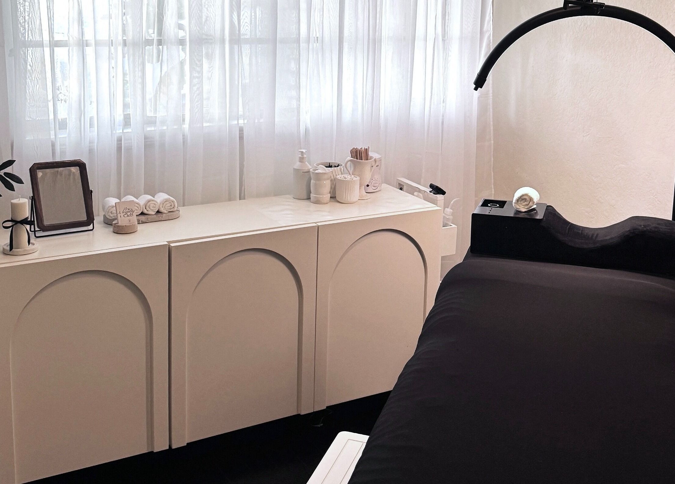 Elegant treatment room at Studio Silk, Melbourne, Victoria, AU with massage bed and soothing decor.