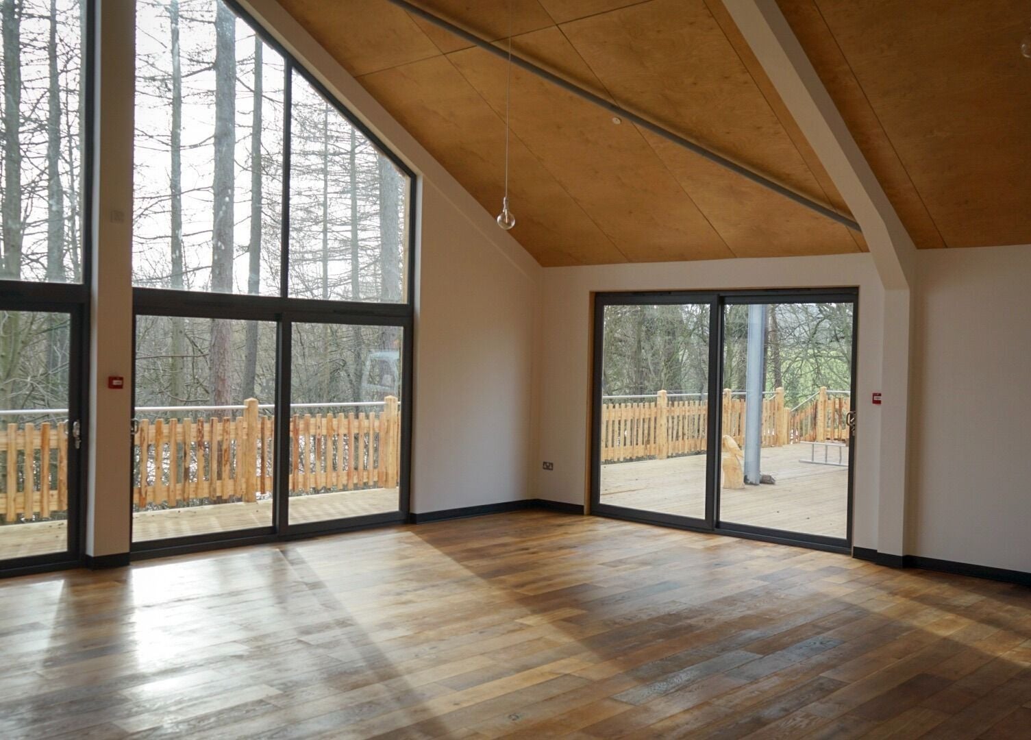 Spacious room with large windows at New Chapter Massage at Larchwood Studio, Hay-on-wye, Wales, GB.
