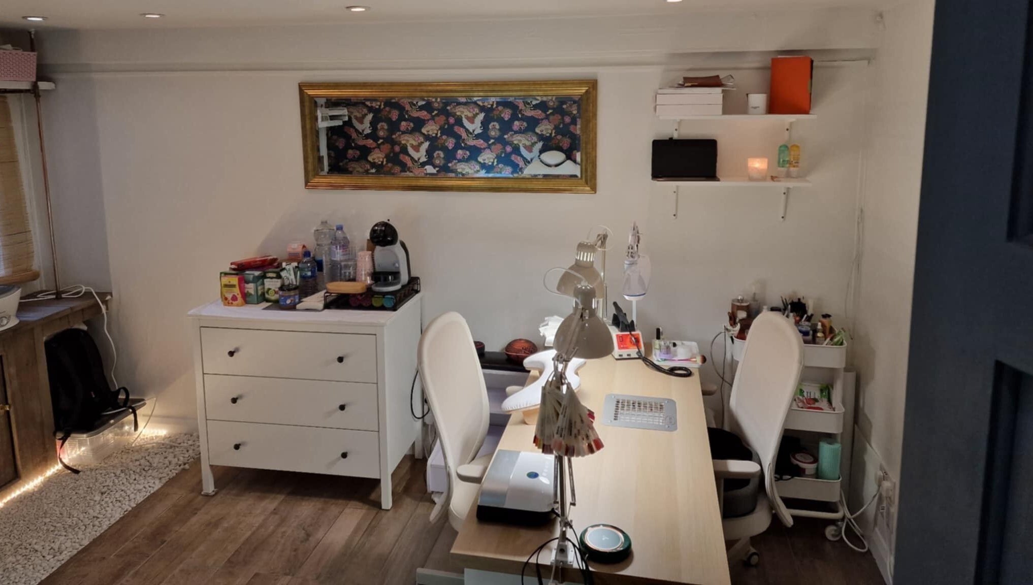 Inviting nail station at Chique Nail Studio, London, England, GB with elegant decor and organized workspace.