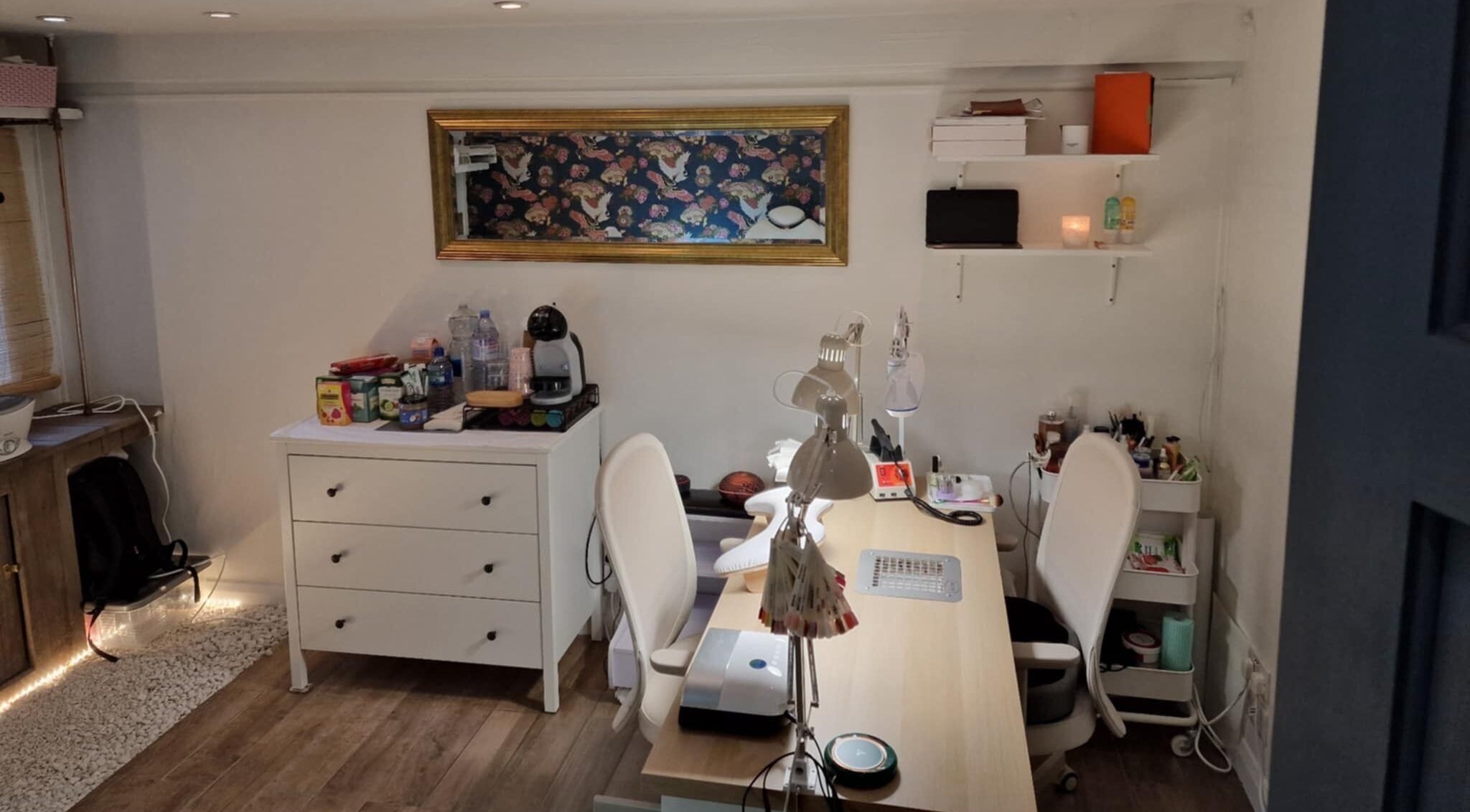 Inviting nail station at Chique Nail Studio, London, England, GB with elegant decor and organized workspace.