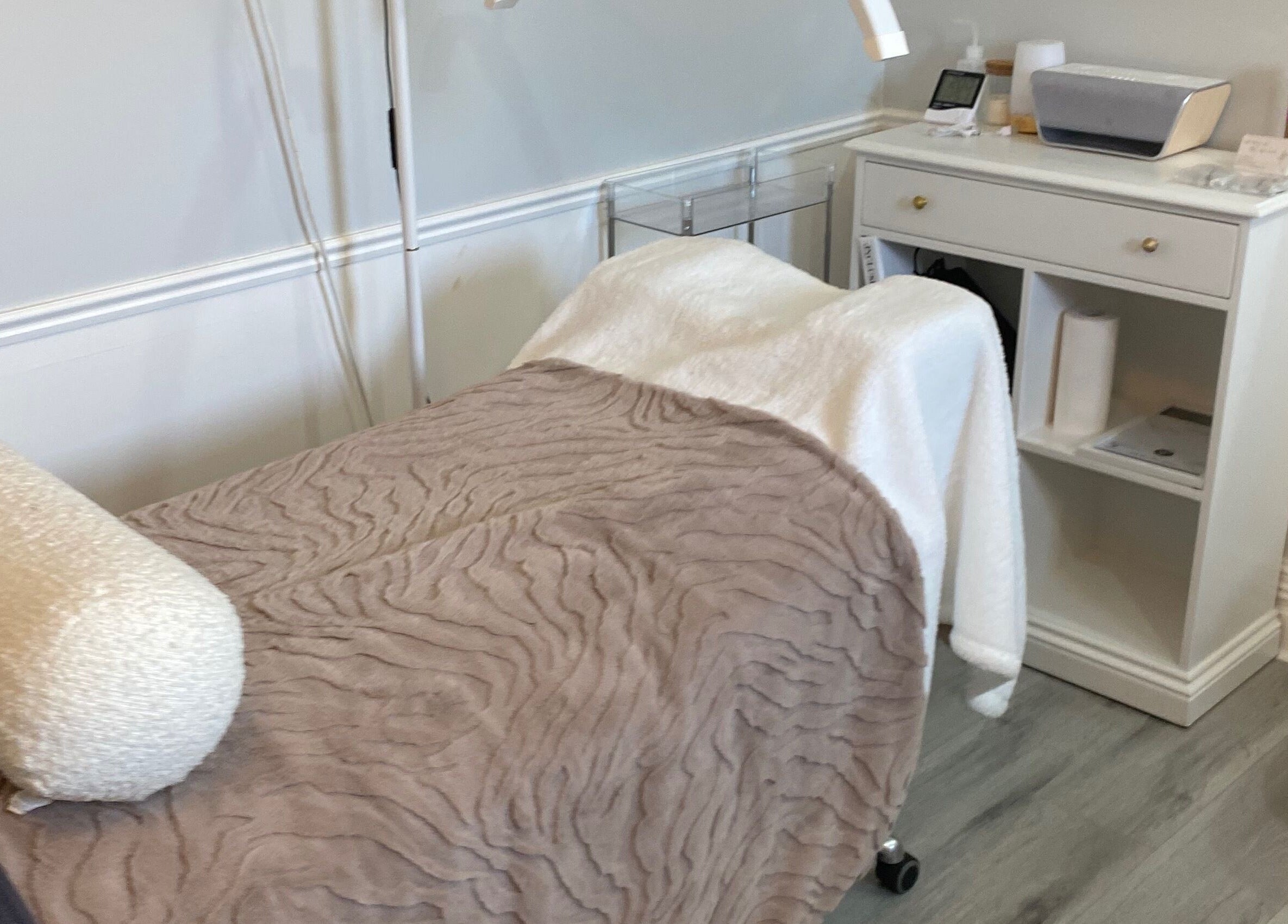 Comfortable treatment bed at Lashes at The Manor in Old Reynella, South Australia, AU.