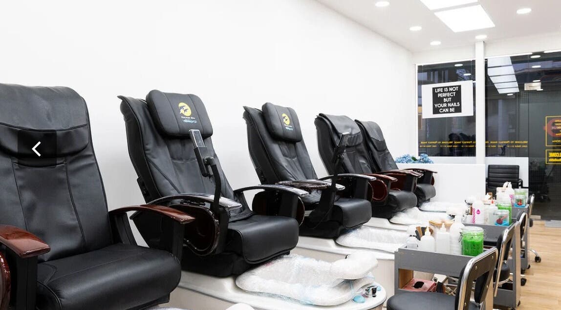 Luxurious pedicure chairs at Perfect Image Nails in London, England, GB for a relaxing nail care experience.
