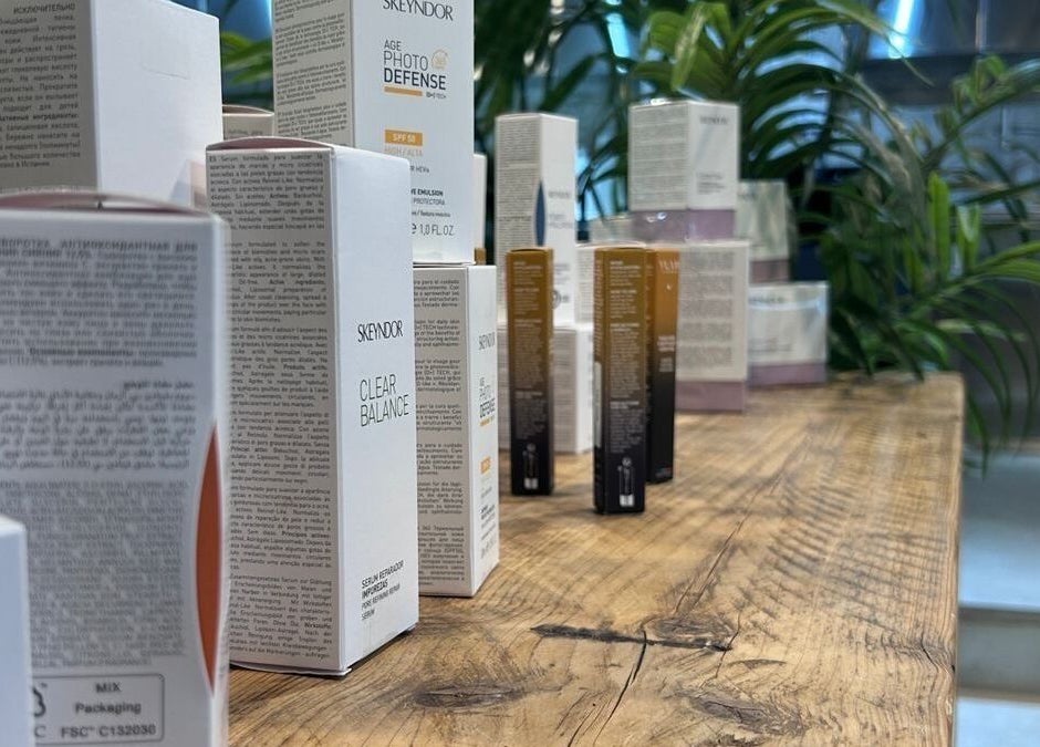 Beauty products displayed at Paintbox Hair Studio in Dubai, Dubai, AE, showcasing stylish skincare options.