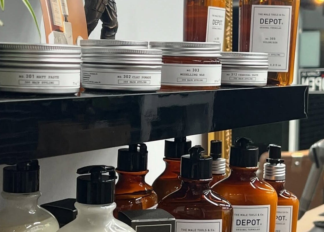 Premium haircare products on display at Broken Hearts Barbershop, Port Macquarie, New South Wales, AU.
