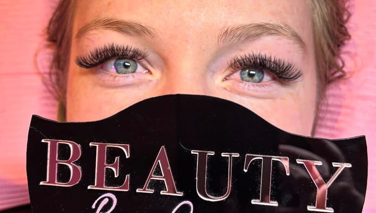 Close-up of enhanced lashes at Beautybycarra in Felixstowe, England, GB.