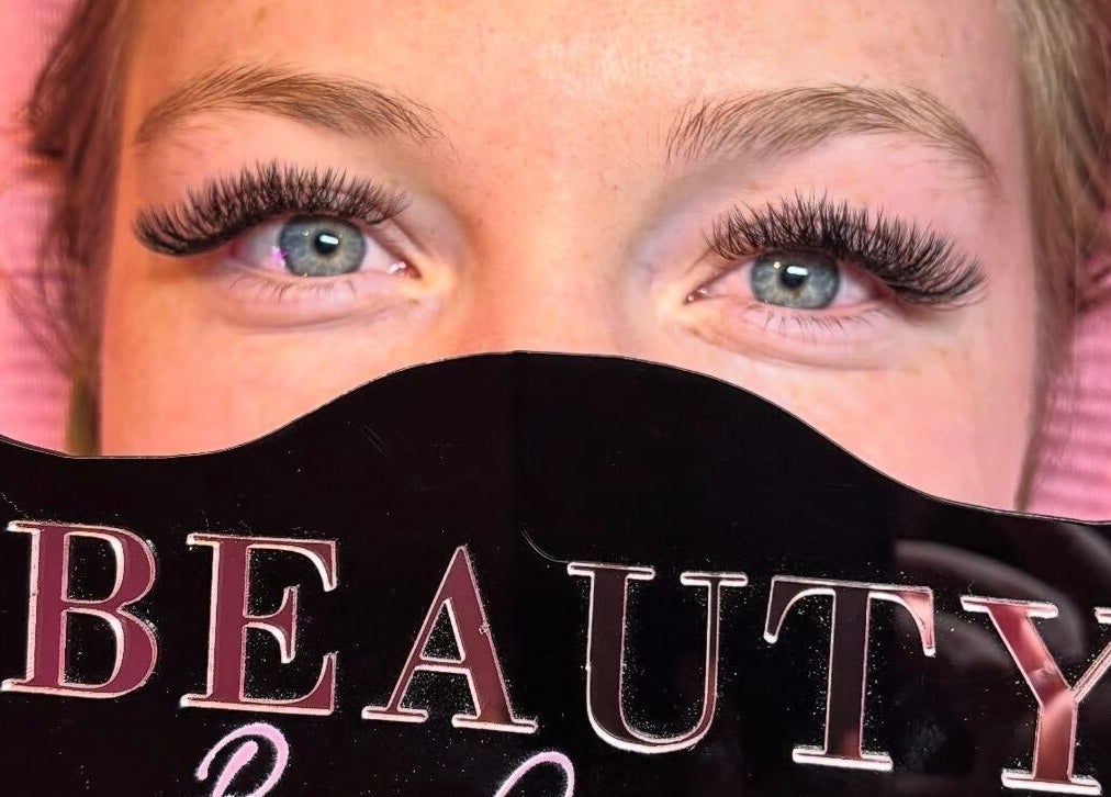 Close-up of enhanced lashes at Beautybycarra in Felixstowe, England, GB.