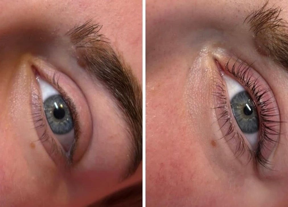 Before and after of lash lift at Beautybycarra, Felixstowe, England, GB.