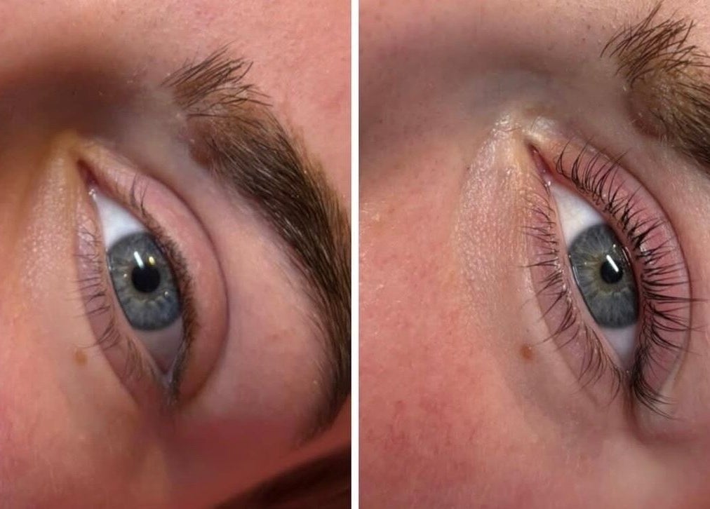 Before and after of lash lift at Beautybycarra, Felixstowe, England, GB.