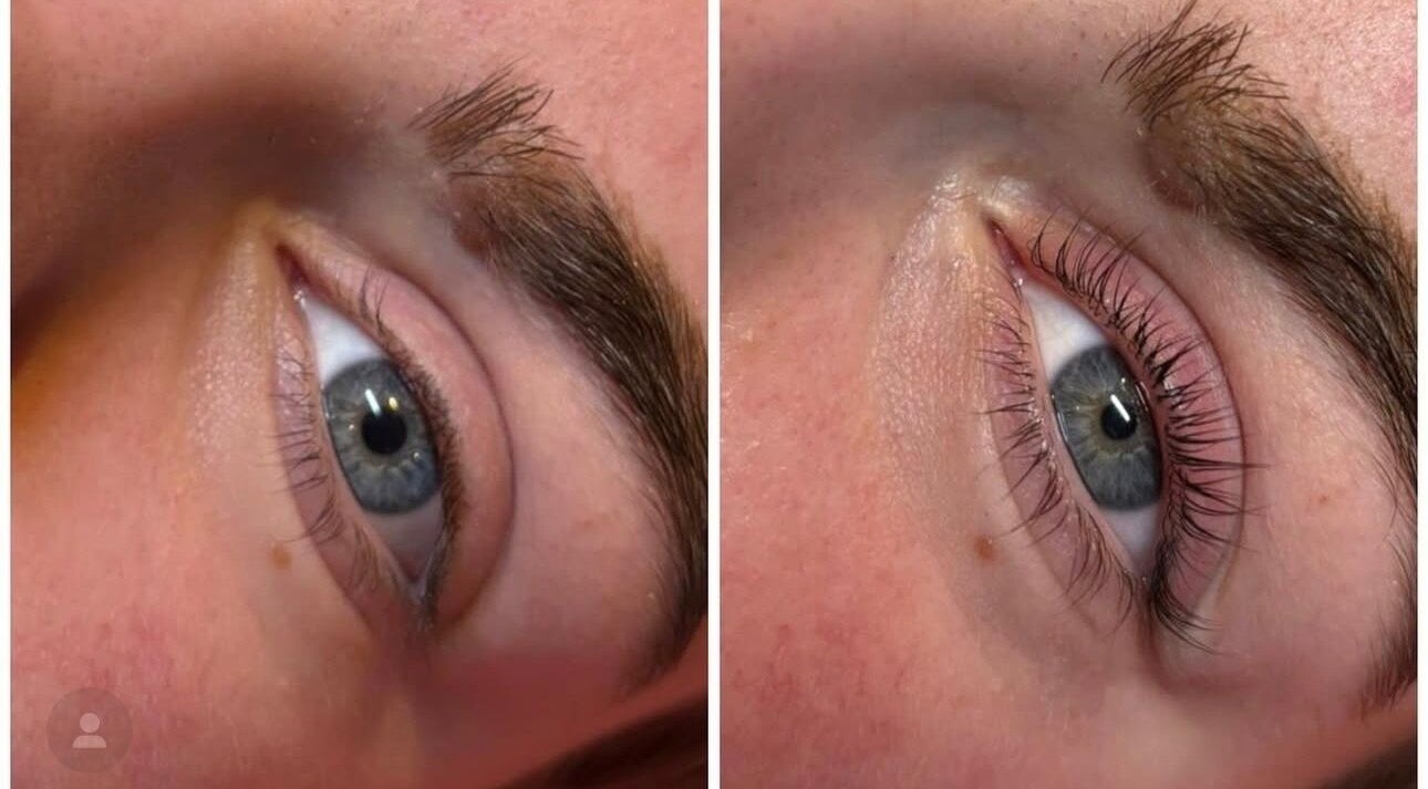 Before and after of lash lift at Beautybycarra, Felixstowe, England, GB.