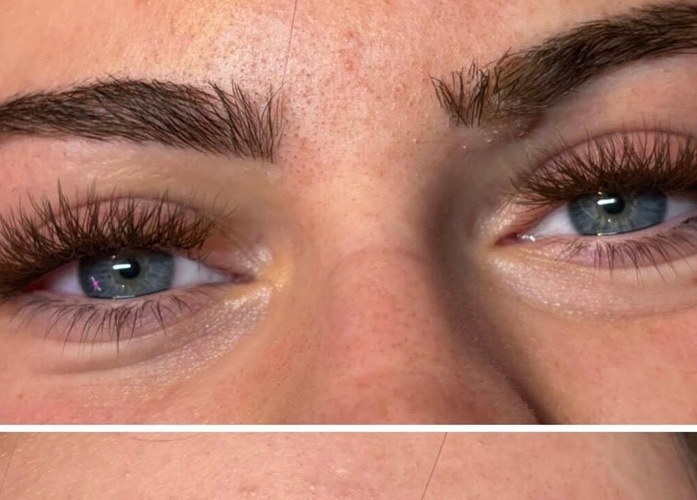 Close-up of expertly done eyelash extensions at Beautybycarra, Felixstowe, England. Enhancing natural beauty.