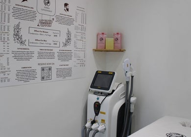 Spa room with laser equipment at Emma Lifeenergy In Milian London Beauty Salon, Beckenham, England, GB.